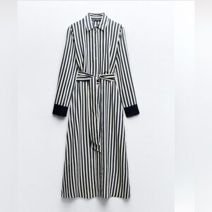 Zara Stripes Long Sleeve Maxi Dress